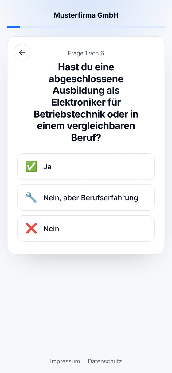 Frage in einer Express-Bewerbung