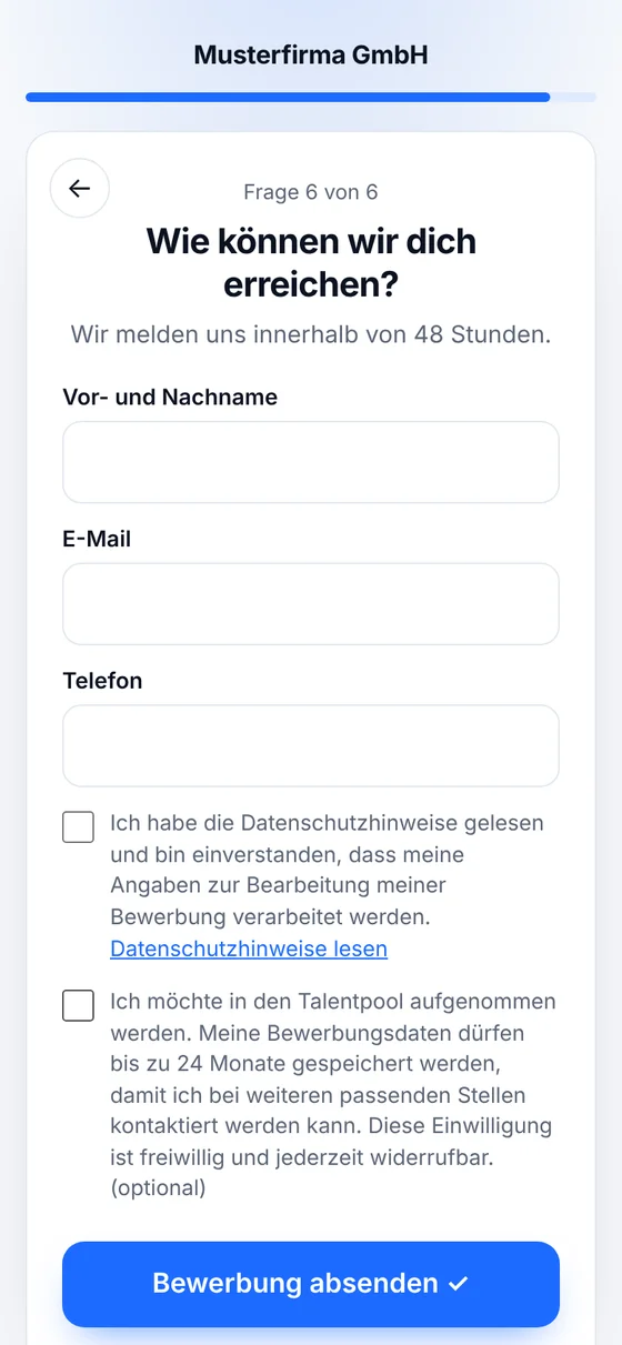 Kontakt und fertig